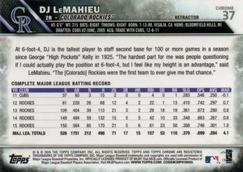 2016 Topps Chrome - Refractor #37 DJ LeMahieu Back