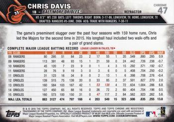2016 Topps Chrome - Refractor #47 Chris Davis Back