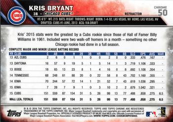 2016 Topps Chrome - Refractor #50 Kris Bryant Back