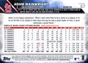 2016 Topps Chrome - Refractor #67 Adam Wainwright Back