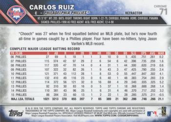 2016 Topps Chrome - Refractor #71 Carlos Ruiz Back