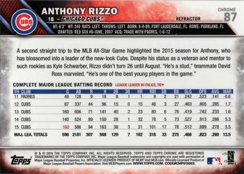 2016 Topps Chrome - Refractor #87 Anthony Rizzo Back