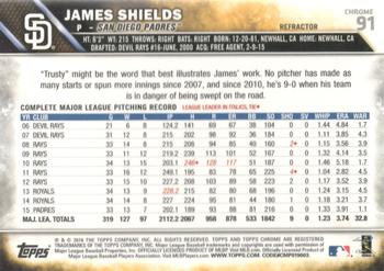 2016 Topps Chrome - Refractor #91 James Shields Back
