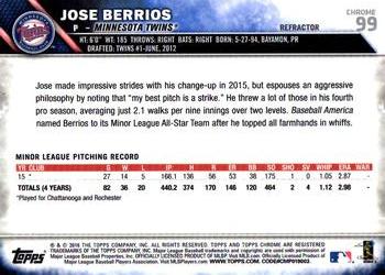2016 Topps Chrome - Refractor #99 Jose Berrios Back