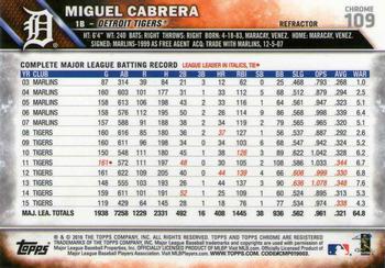 2016 Topps Chrome - Refractor #109 Miguel Cabrera Back