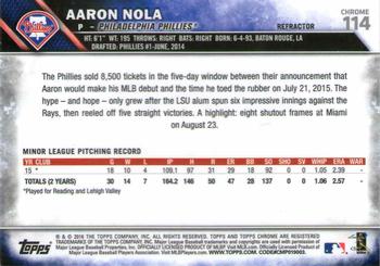 2016 Topps Chrome - Refractor #114 Aaron Nola Back