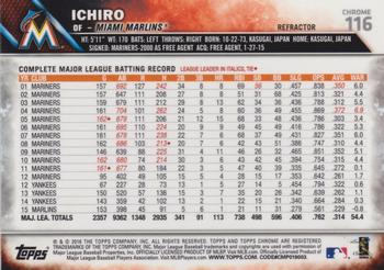 2016 Topps Chrome - Refractor #116 Ichiro Back