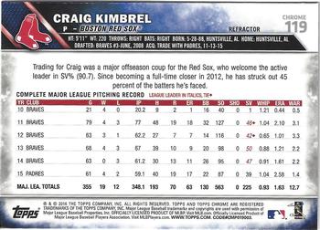2016 Topps Chrome - Refractor #119 Craig Kimbrel Back