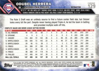 2016 Topps Chrome - Refractor #129 Odubel Herrera Back