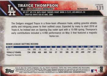 2016 Topps Chrome - Refractor #131 Trayce Thompson Back