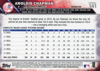 2016 Topps Chrome - Refractor #141 Aroldis Chapman Back