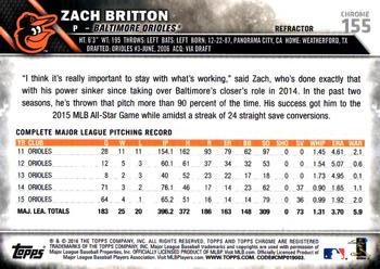 2016 Topps Chrome - Refractor #155 Zach Britton Back