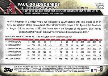 2016 Topps Chrome - Refractor #162 Paul Goldschmidt Back