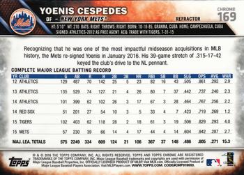 2016 Topps Chrome - Refractor #169 Yoenis Cespedes Back