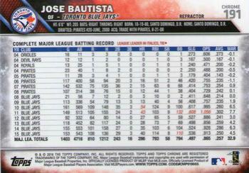 2016 Topps Chrome - Refractor #191 Jose Bautista Back