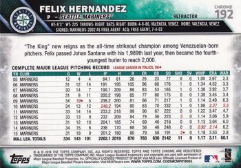 2016 Topps Chrome - Refractor #192 Felix Hernandez Back