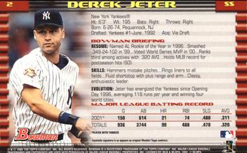 2002 Bowman - Gold #2 Derek Jeter  Back