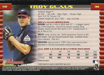 2002 Bowman - Gold #58 Troy Glaus  Back