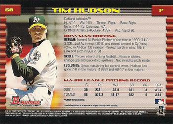 2002 Bowman - Gold #68 Tim Hudson  Back