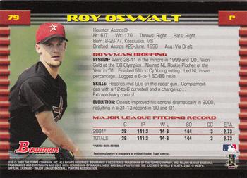 2002 Bowman - Gold #79 Roy Oswalt  Back
