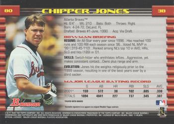 2002 Bowman - Gold #80 Chipper Jones  Back