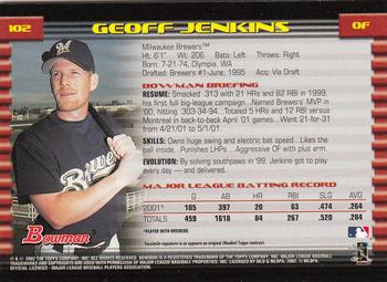 2002 Bowman - Gold #102 Geoff Jenkins  Back