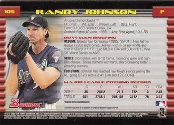 2002 Bowman - Gold #105 Randy Johnson  Back