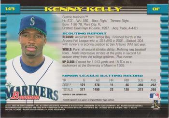 2002 Bowman - Gold #143 Kenny Kelly  Back