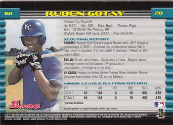 2002 Bowman - Gold #161 Ruben Gotay  Back