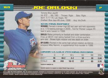 2002 Bowman - Gold #169 Joe Orloski  Back