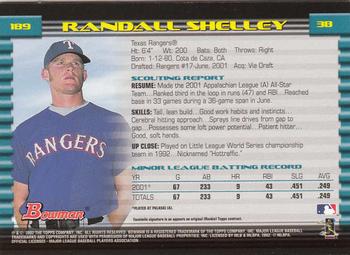 2002 Bowman - Gold #189 Randall Shelley  Back
