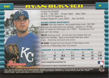 2002 Bowman - Gold #192 Ryan Bukvich  Back