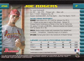 2002 Bowman - Gold #250 Joe Rogers Back