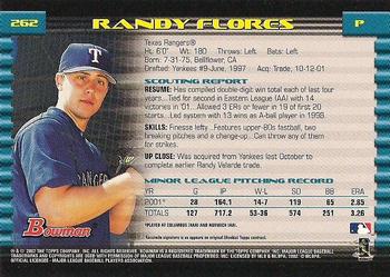 2002 Bowman - Gold #262 Randy Flores  Back