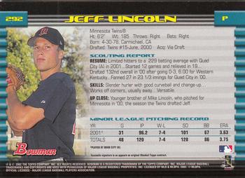 2002 Bowman - Gold #292 Jeff Lincoln  Back