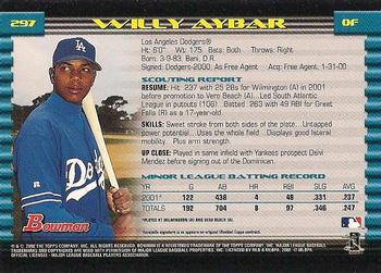 2002 Bowman - Gold #297 Willy Aybar  Back