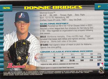 2002 Bowman - Gold #326 Donnie Bridges  Back