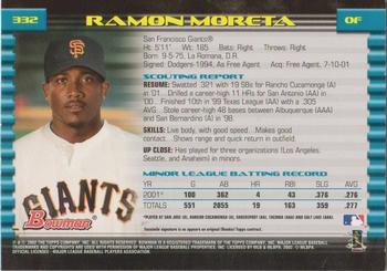 2002 Bowman - Gold #332 Ramon Moreta  Back