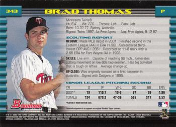 2002 Bowman - Gold #343 Brad Thomas  Back