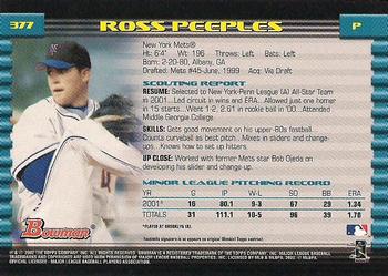 2002 Bowman - Gold #377 Ross Peeples  Back