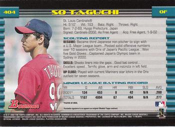 2002 Bowman - Gold #404 So Taguchi  Back