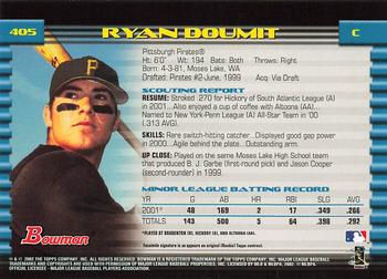 2002 Bowman - Gold #405 Ryan Doumit  Back