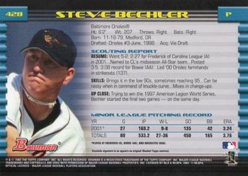 2002 Bowman - Gold #428 Steve Bechler  Back