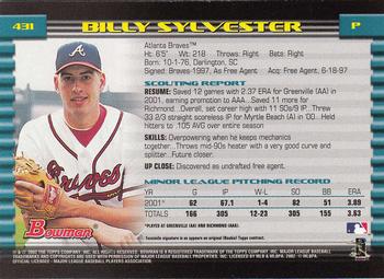 2002 Bowman - Gold #431 Billy Sylvester  Back