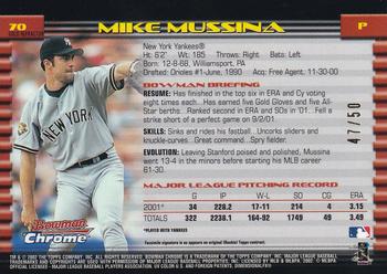 2002 Bowman Chrome - Gold Refractors #70 Mike Mussina  Back