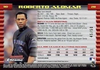 2002 Bowman Chrome - Gold Refractors #110 Roberto Alomar  Back