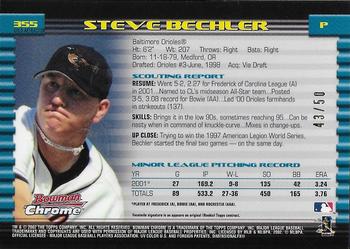 2002 Bowman Chrome - Gold Refractors #355 Steve Bechler  Back