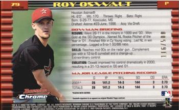 2002 Bowman Chrome - Refractors #79 Roy Oswalt  Back
