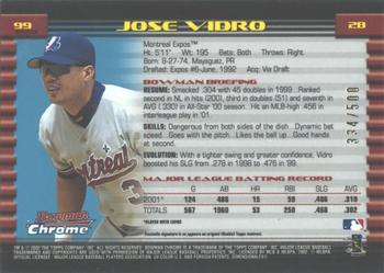 2002 Bowman Chrome - Refractors #99 Jose Vidro  Back