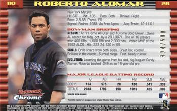 2002 Bowman Chrome - Refractors #110 Roberto Alomar  Back